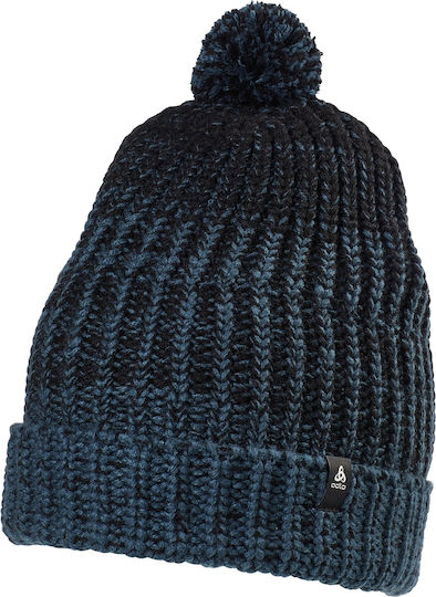 Heavy Knit Pom Pom Beanie Unisex Beanie with Rib Knitting in Navy Blue Color