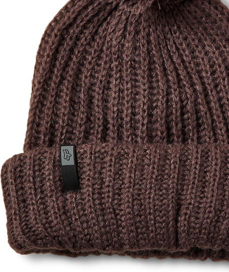 Indio Pom Pom Beanie Γυναικείος Σκούφος με Rib Πλέξη σε Καφέ χρώμα