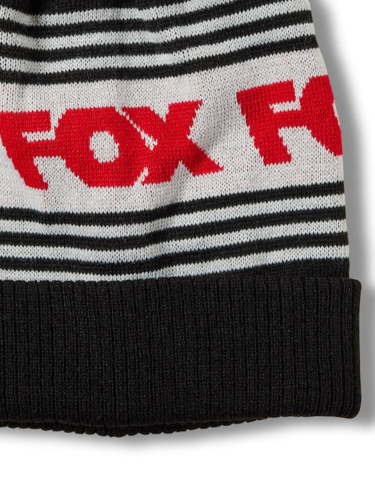 Frontline Pom Pom Beanie Unisex Σκούφος με Rib Πλέξη σε Μαύρο χρώμα