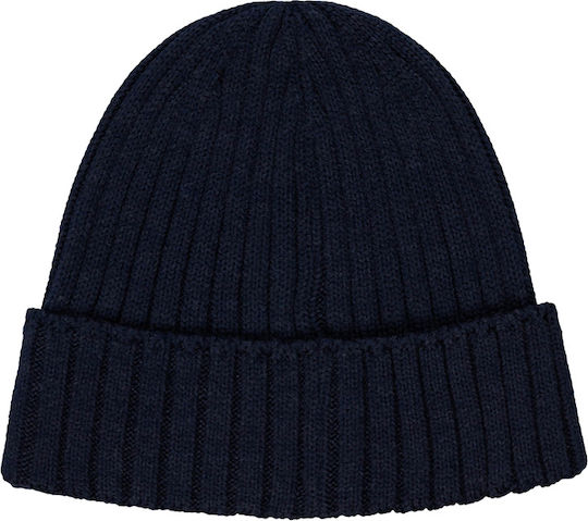 Beanie Ανδρικός Σκούφος με Rib Πλέξη σε Navy Μπλε χρώμα
