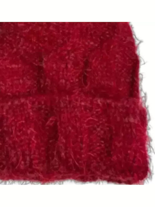 Knitted Beanie Cap Burgundy