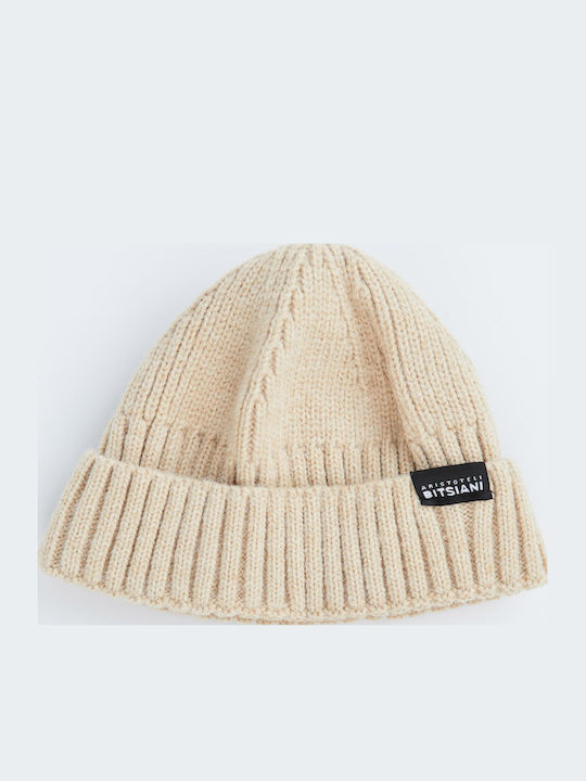 Beanie Ανδρικός Σκούφος με Rib Πλέξη σε Μπεζ χρώμα