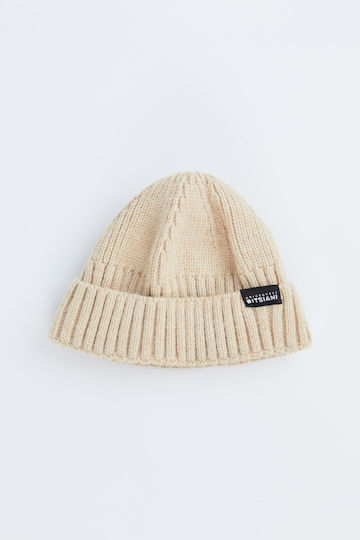 Ribbed Beanie Cap Beige
