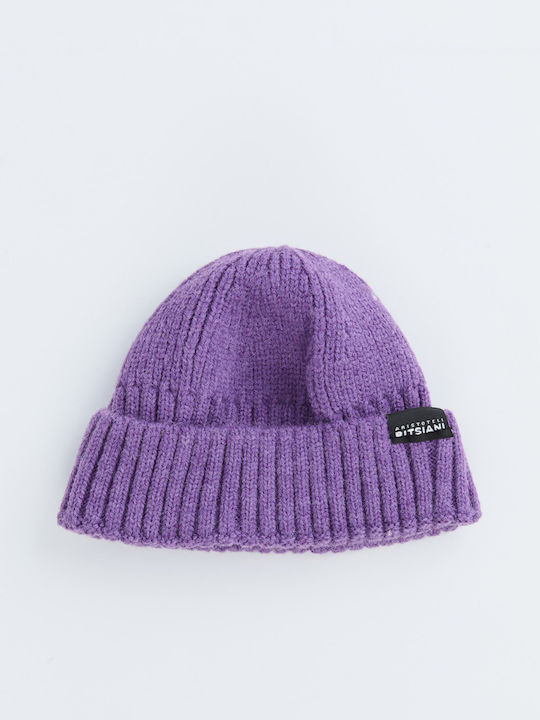 Beanie Ανδρικός Σκούφος με Rib Πλέξη σε Μωβ χρώμα