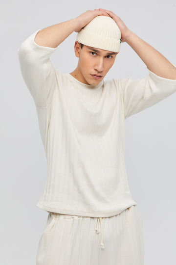 Ribbed Beanie Cap Beige
