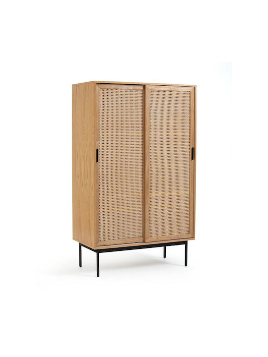Waska Δίφυλλη Ντουλάπα Συρόμενη Φυσικό 109x55x180cm