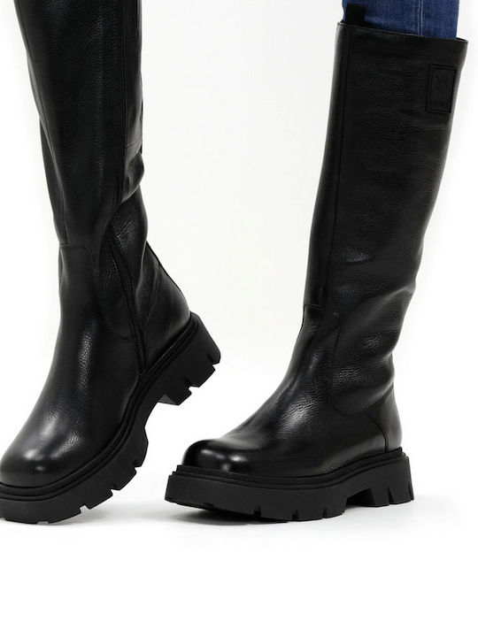 Caprice Anatomic Leather Women's Boots with Zipper Black