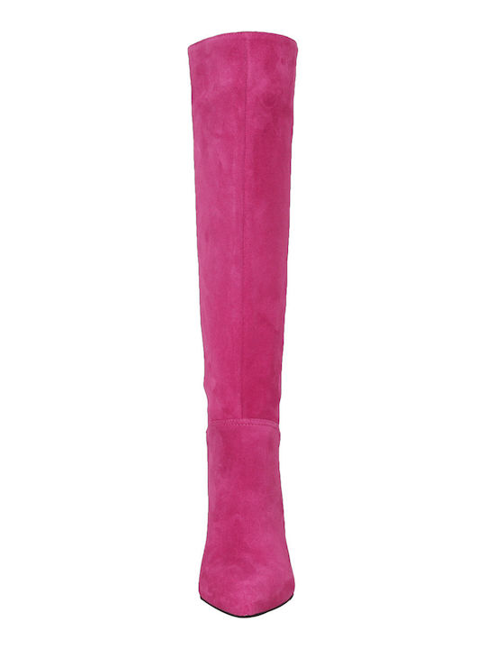 Suede High Heel Women's Boots Fuchsia