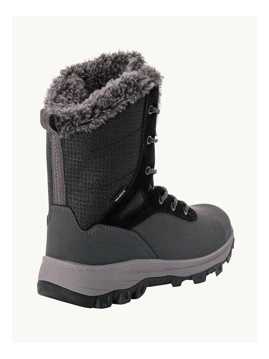 Snow Boots with Laces & Fur Gray