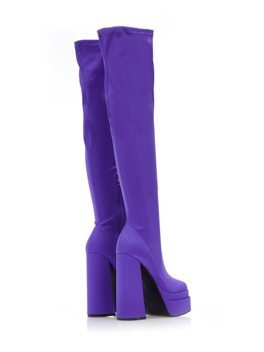 Cizme dama cu toc înalt Violet