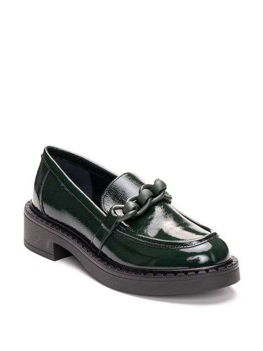 Frau Patent Leather Women's Moccasins in Green Color