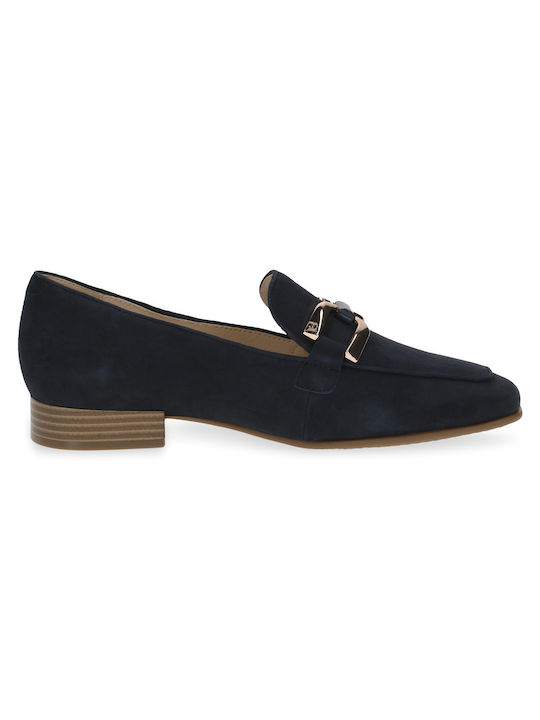 Caprice Leather Women's Loafers in Navy Blue Color