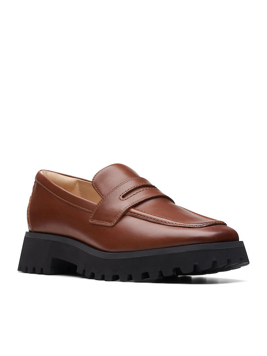 Clarks Stayso Edge Кожени Дамски Мокасини в Кафяв Цвят