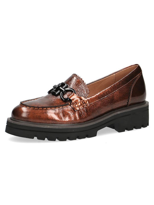 Caprice Leather Women's Moccasins in Tabac Brown Color