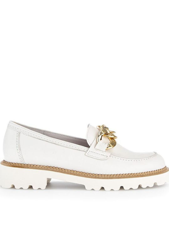 Δερμάτινα Γυναικεία Loafers σε Λευκό Χρώμα