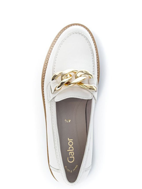 Δερμάτινα Γυναικεία Loafers σε Λευκό Χρώμα