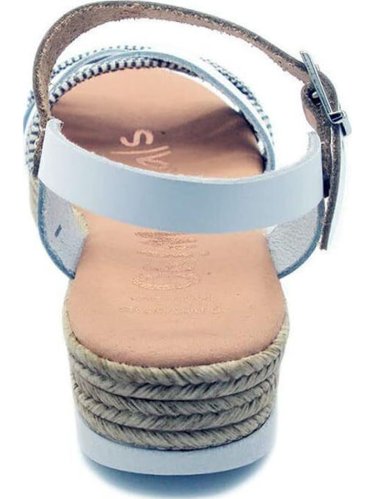 Leather Women's Flat Sandals in White Color