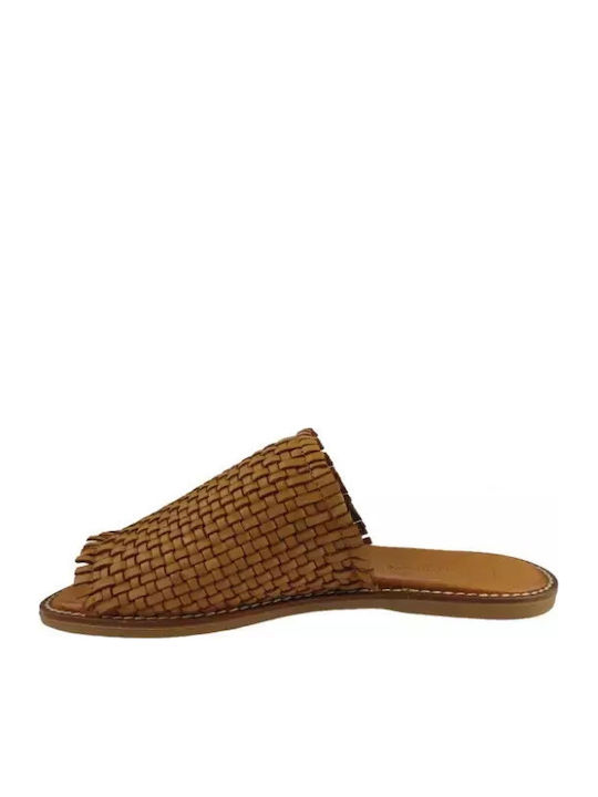 Leder Flache Sandalen für Damen in Braun Farbe