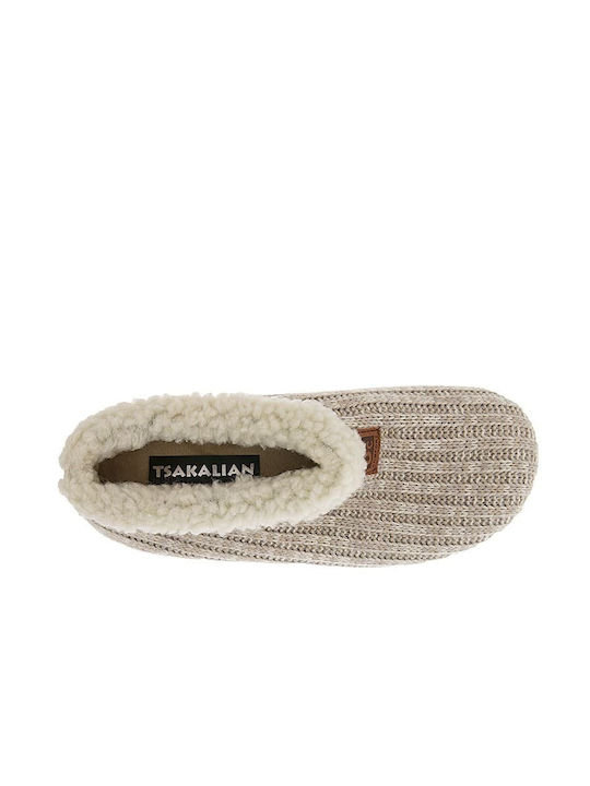 Затворени Зимни Дамски Пантофи Бежови 285206-ПАГУ