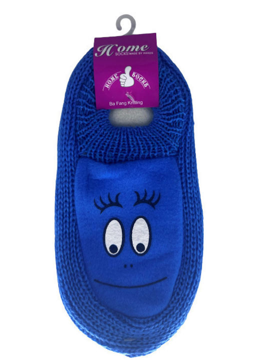 Woolen Winter Women's Slippers Blue