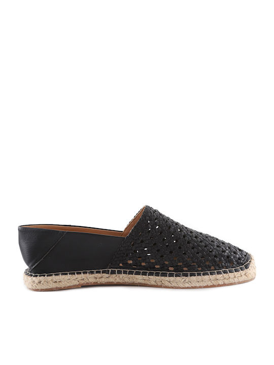 Women's Leather Espadrilles Black