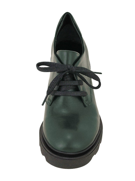 Δερμάτινα Γυναικεία Oxfords σε Πράσινο Χρώμα