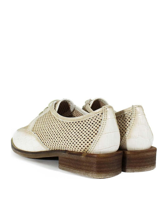 Δερμάτινα Γυναικεία Oxfords σε Μπεζ Χρώμα