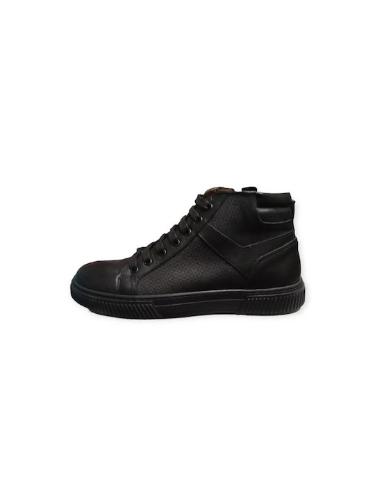 Antonio Shoes Men's Leather Boots with Zipper Black