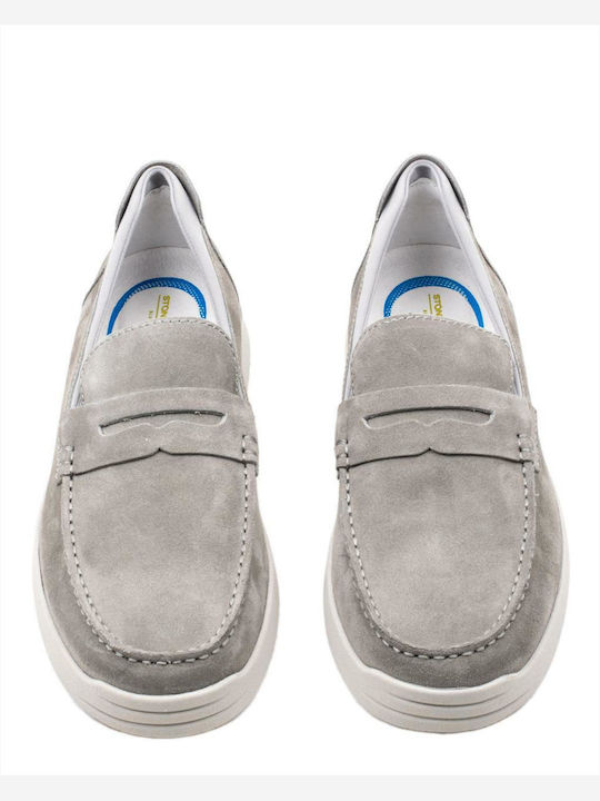 Δερμάτινα Ανδρικά Loafers σε Γκρι Χρώμα