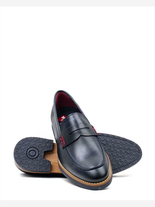 Δερμάτινα Ανδρικά Loafers σε Μπλε Χρώμα