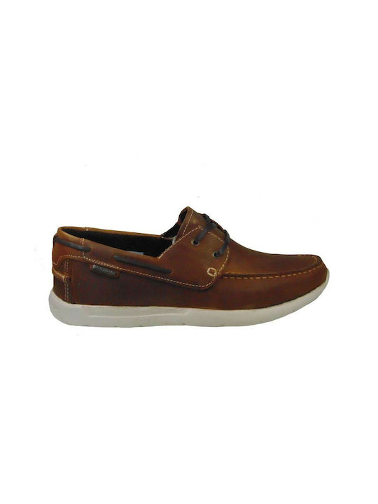 Pegada Men's Leather Boat Shoes Brown