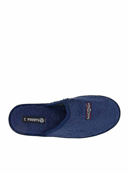 Frottee Herrenhausschuhe Blau