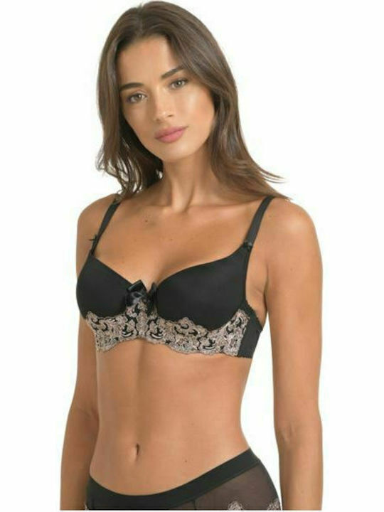 Miss Rosy Δαντελένιο Σετ Εσωρούχων Σουτιέν με Boxer Μαύρο