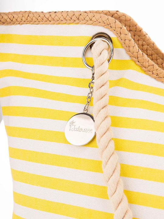 E-shopping Avenue Fabric Beach Bag Yellow with Stripes