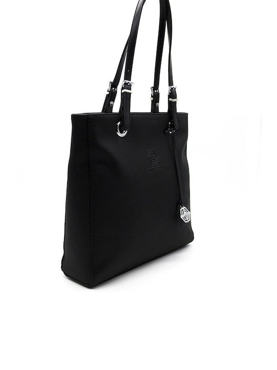 Silver & Polo Fabric Beach Bag Black