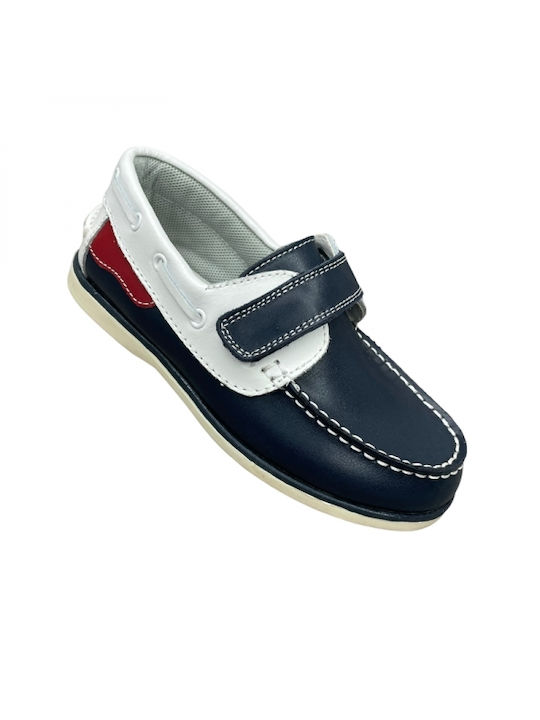 Smart Steps Leather Moccasins with Velcro Navy Blue