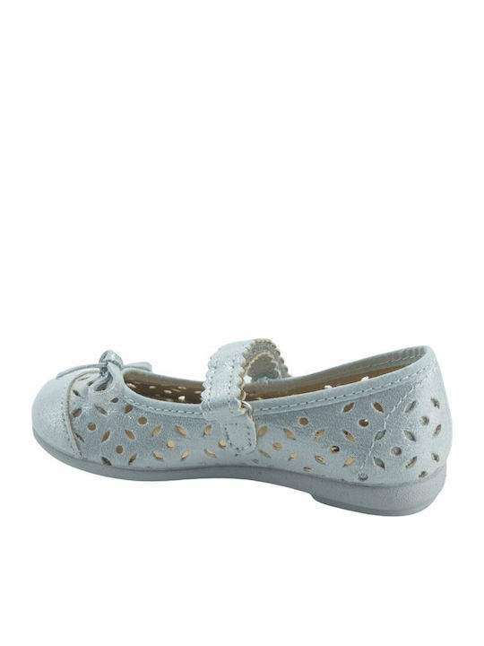 Kids Ballerinas with Hoop & Loop Closure Silver