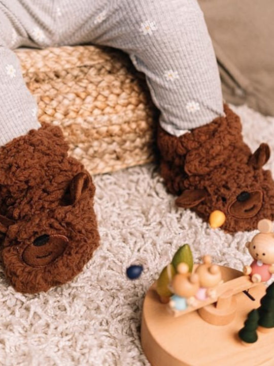Kids Slippers Boots Brown