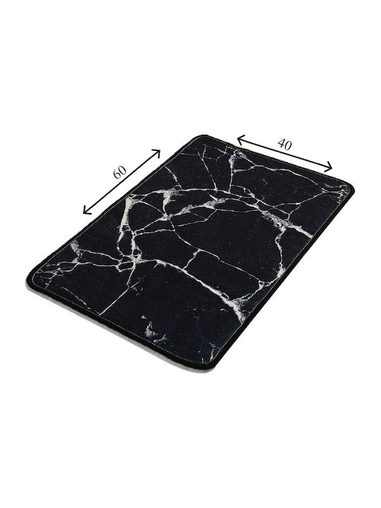 Mijolnir Rutschfest Badematte Synthetisch,Polyester/Cotton/Leather Rechteckig Black Velvet-Black Metal 40x60cm