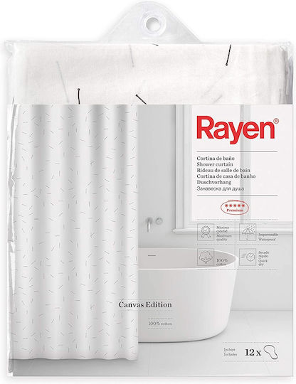 Rayen Κουρτίνα Μπάνιου Υφασμάτινη 180x200cm Λευκή
