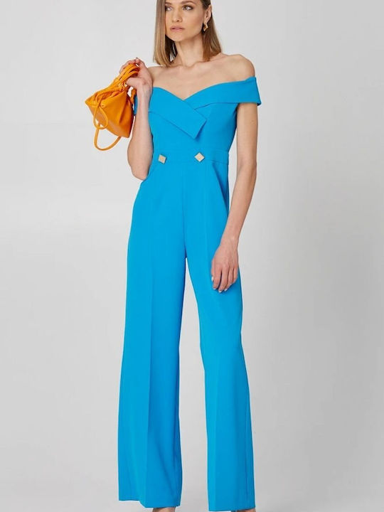 Γυναικεία Off-Shoulder Ολόσωμη Φόρμα Τιρκουάζ