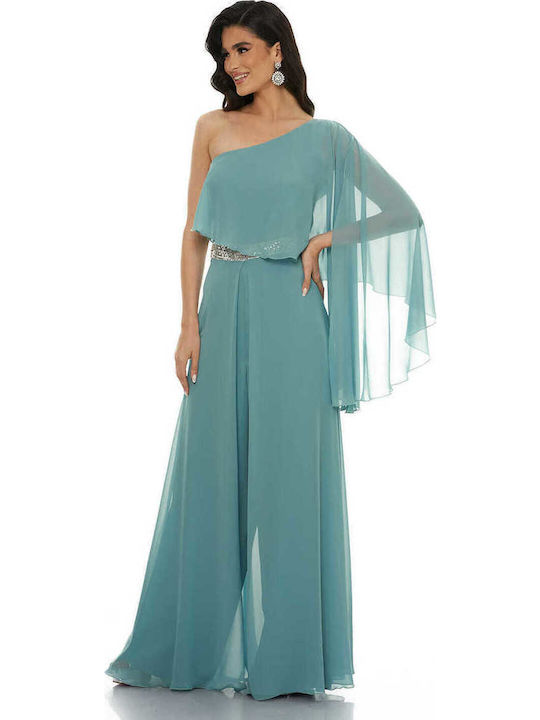 Airy Glam Γυναικεία Αμάνικη Ολόσωμη Φόρμα Mέντα