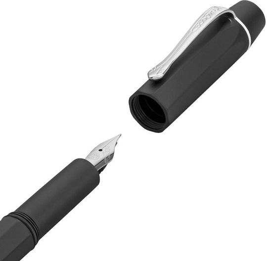 Kaweco Stilou Caligrafie Foarte Larg Negru Din Aluminiu Cu Cerneală Neagră