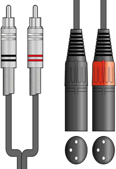 Chord Cable 2 x XLR Male - 2 x XLR Male Black 1.5m 190.058UK