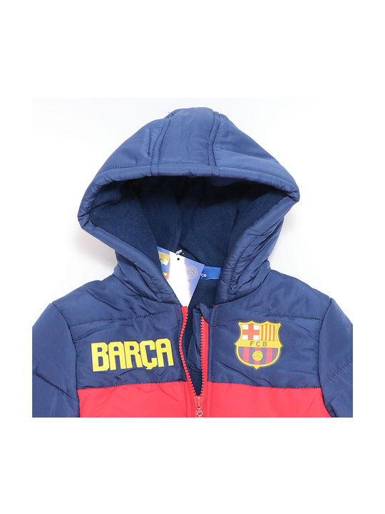 F.C. Barcelona Kinderjacke Kurz mit Futter & Kapuze Mehrfarbig