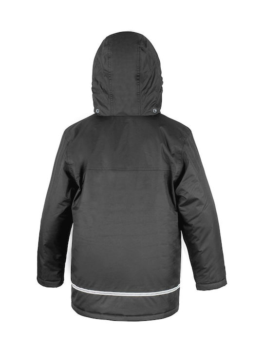 Result Waterproof Boys Sports Jacket Black with Ηood