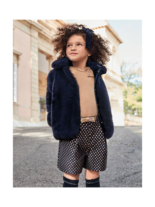 Abel & Lula Girls Fur Coat Navy Blue