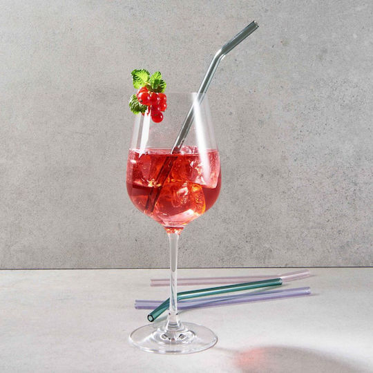 Butlers Glass Drinking Straws Multicolour with Cleaning Brush 5pcs