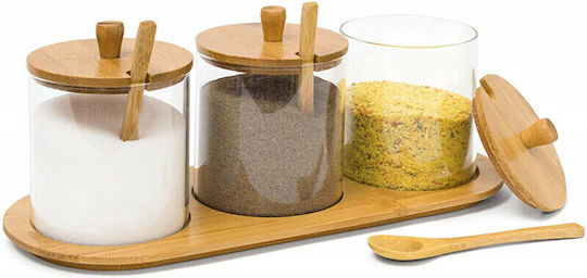 Relaxdays Set 3buc Borcane Uz General cu capac & Bază Sticlă Transparent 12x31x12cm Relaxdays Set 3buc Borcane Uz General cu capac & Bază Sticlă Transparent 12x31x12cm