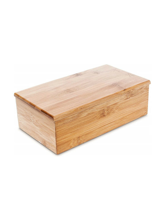 Relaxdays Tea Box with Lid Wooden Brown 15.5x9x9cm 1 Piece